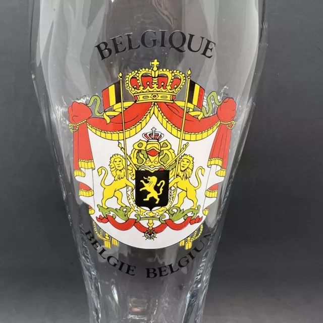 ✅ Belgique Belgie Belgium Spiral Pilsner Beer Glass w/ Color Logo & Gold Rim 2