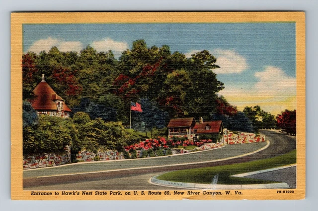New River Canyon, WV-West Virginia, Hawk's Nest State Park  Vintage Postcard