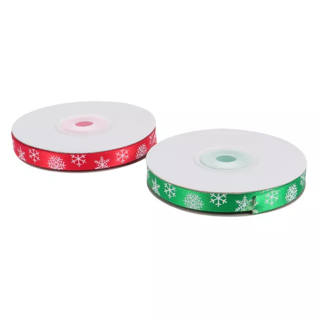 2 Rolls Rot Polyester Weihnachtsband Weihnachtsdrahtband Für Handwerk