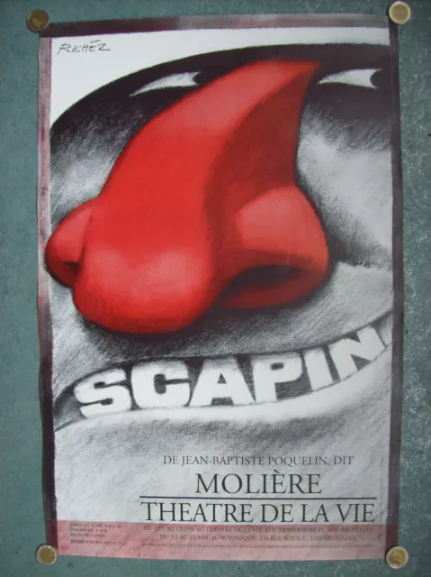 belle affiche Scapin théatre Molière Jacques Richez Bruxelles 1994