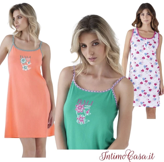 Camicia Da Notte Donna In Cotone - Manica Corta, Girocollo, Comoda E Traspirante Per L'Estate - Foto 7