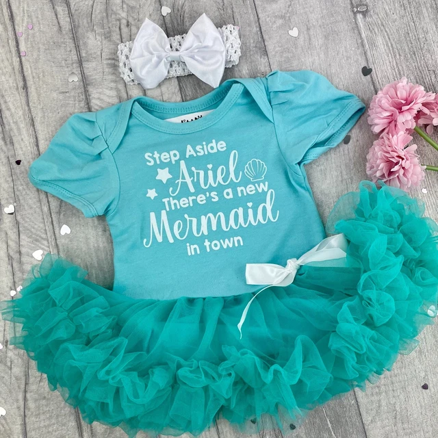 BAMBINA DISNEY ARIEL TUTU ROMPER, Abito da sirena neonato regalo neonato
