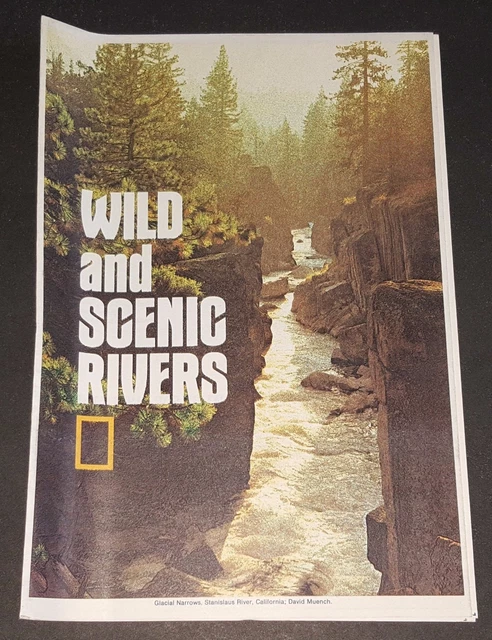 National Geographic wall Map Wild and Scenic Rivers USA 1977 BONUS +1 FREE Large