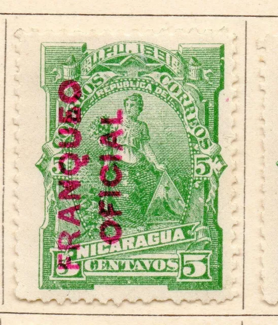 Nicaragua 1891 Early Issue Fine Mint Hinged Optd Franqueo Official 5c. 155260