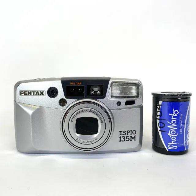 Pentax ESPIO 135M 35mm Compact Camera with 38-135MM W/ 1 Film Roll TESTED Works!