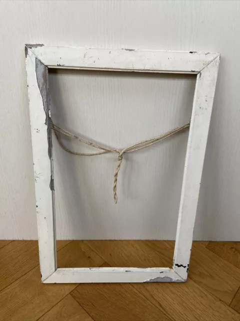 Vintage Chippy Paint White Wooden Picture Frame Wall Mounted Or Freestanding