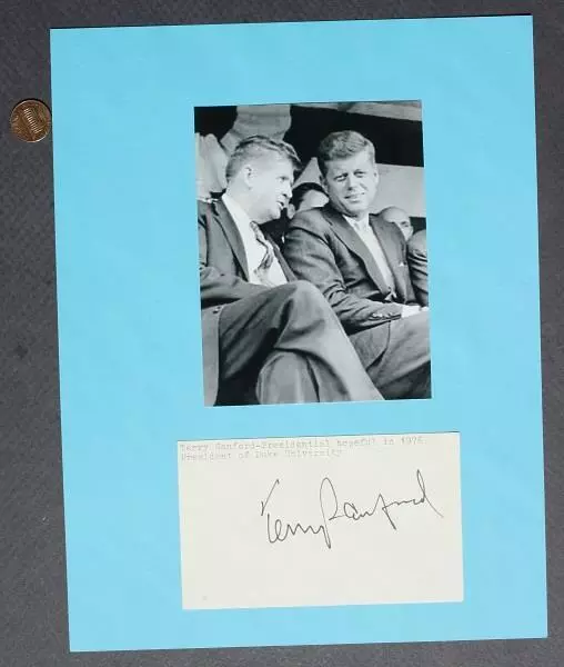 North Carolina Governor Senator Terry Sanford signed autograph & JFK photo set--