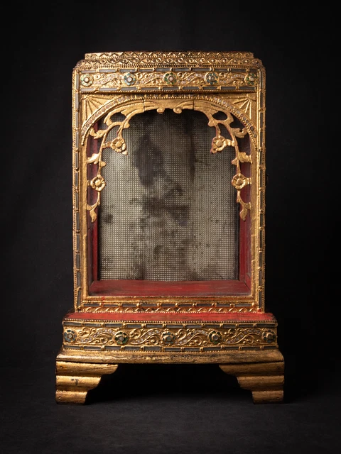 Antique Burmese wooden Buddha temple from Burma, 19th century