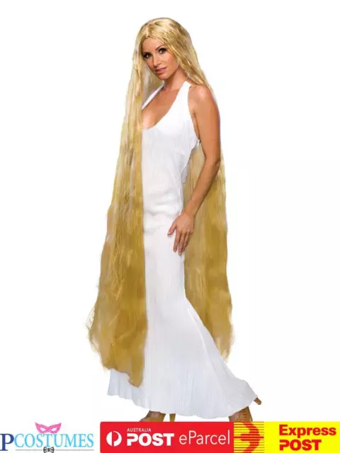 Lady Godiva Rapunzel Long Blonde Wig Hair Goddess Renaissance Queen Costume