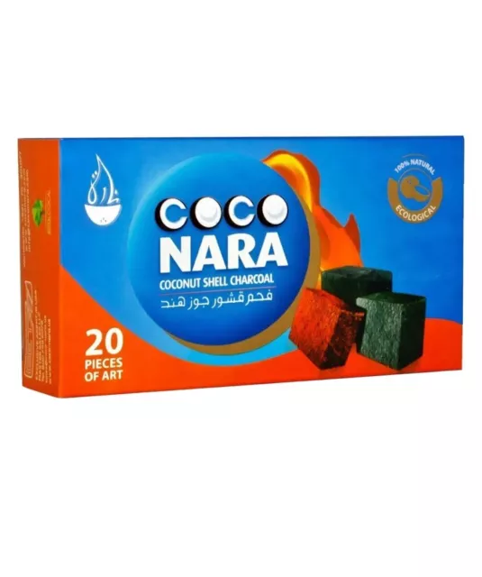 20 Cubes Coco Nara Flat Cube Coconut Shell Charcoal Hookah Incense Carbon