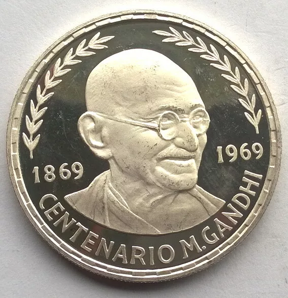 Equatorial Guinea 1970 Mahatma Gandhi 75 Pesetas Silver Coin