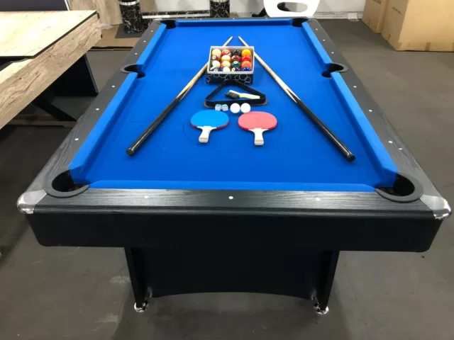 7 Foot Pool Table With Blue Felt Plus Accessories + Table Tennis + Dining