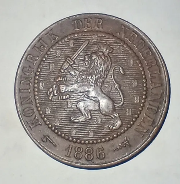 1886 Netherlands 2½ Cent Gulden XF-AU Final Year of Taddel Privy Mark