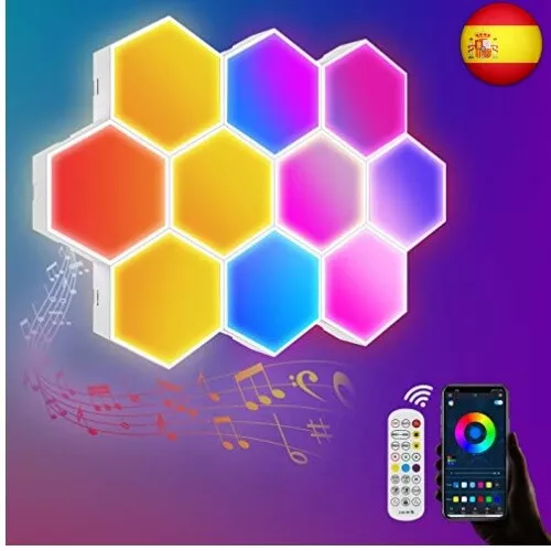 10 Piezas Hexagonal LED Pared Luces 16 Millones Colores Luces RGB Gaming Pared