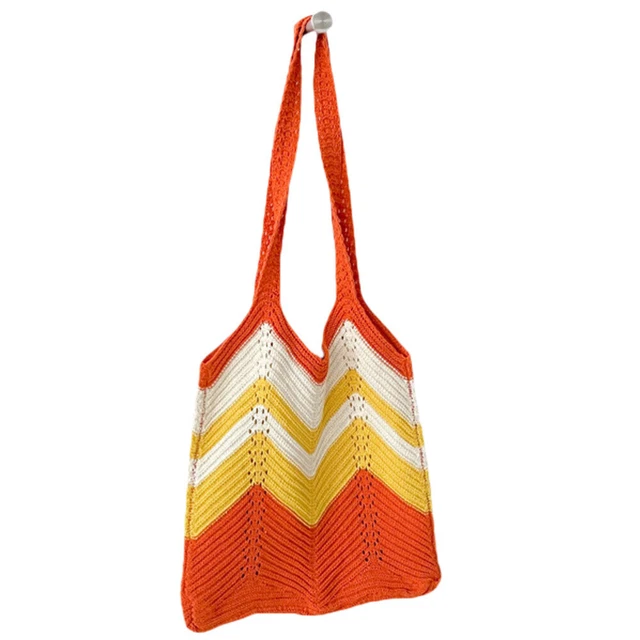 Hand-woven Shoulder Tote Knitted Tote Bag Beach Bag Tote Versa Tote Pompom