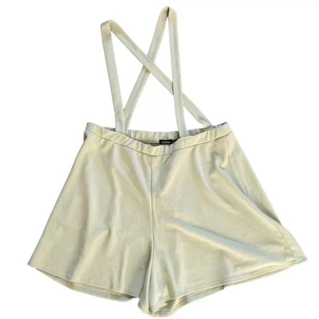 Dungaree Style Shorts Green Size 22 Boohoo Textured Topless Suspender Shorts