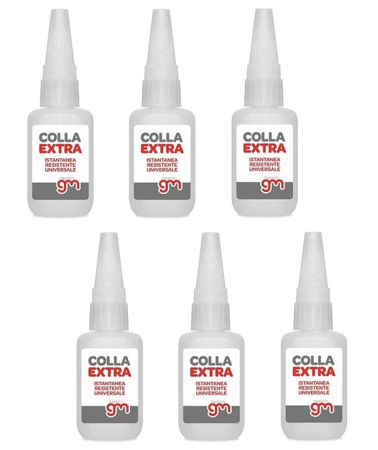 Magazzini GM COLLA EXTRA, Adesivo istantaneo resistente universale, 6pz X 20gr