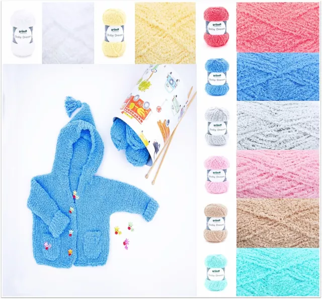 50g Gründl Baby Dream Polyester Babywolle Garn zum Stricken Häkeln GP 49,80€/1kg