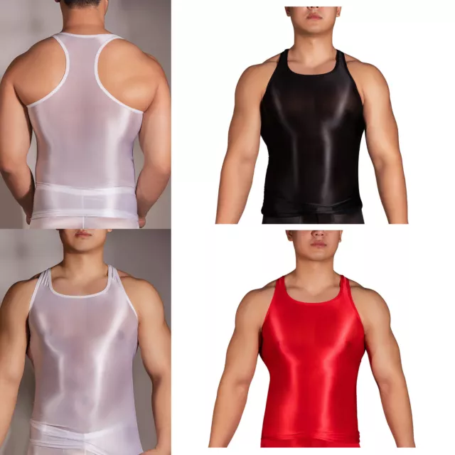 Mens Sports Bra Crop Tank Top Stretchy Sleeveless Muscle T-shirt Clubwear Tees 2