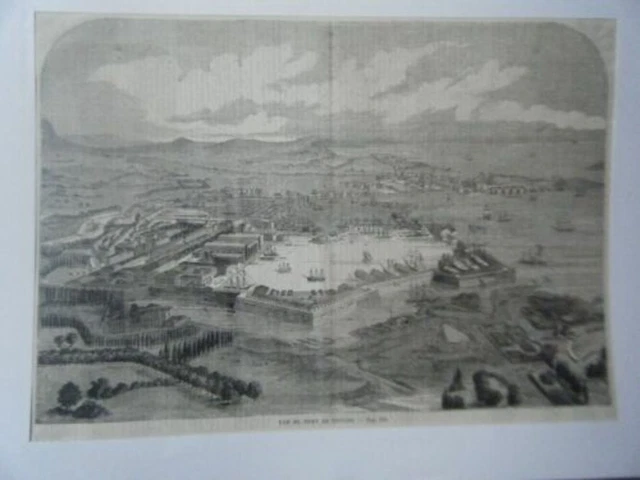 GRAVURE SUR BOIS 19ème VUE DU PORT DE TOULON