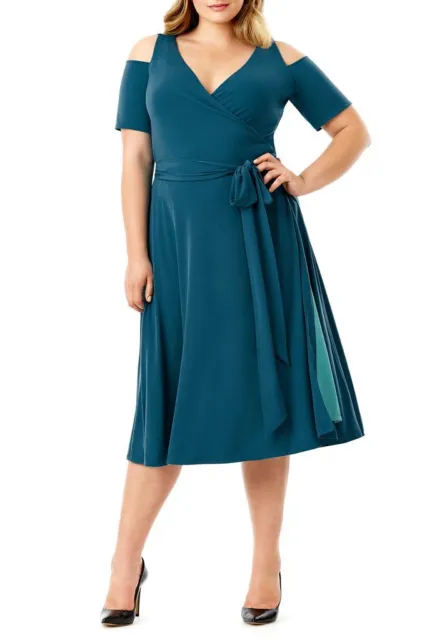 Mynt 1792 Cold Shoulder Wrap Dress (Plus Size) (size 1X)