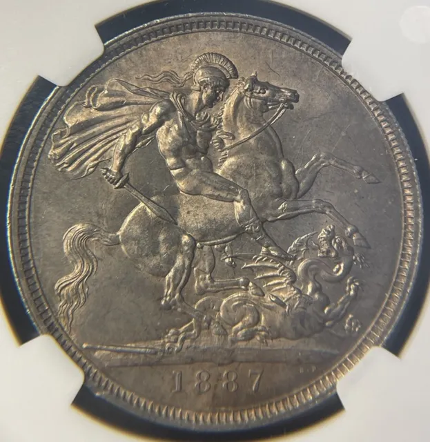 1887 Victoria Großbritannien London postfrisch Jubiläumskopf Silberkrone Münze NGC AU58