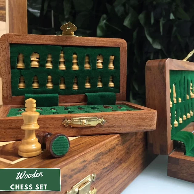 Ancien Jeu D'Échecs De Voyage Artisanat Indien En ance