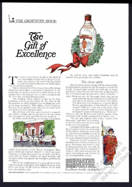 1965 Beefeater gin Christmas theme illustrated vintage print ad