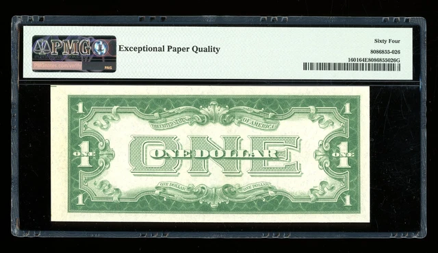 DBR 1928-A $1 Silver Funnyback Fr. 1601 BB Block PMG 64 EPQ Serial B03435412B 2