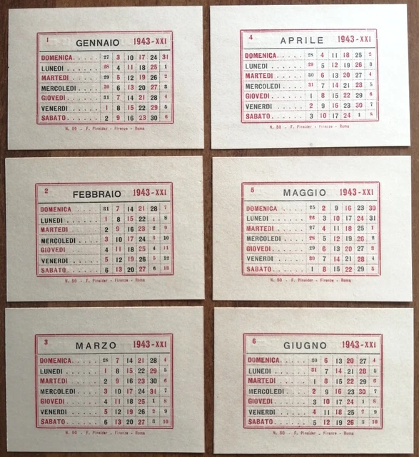 PINEIDER - Firenze - RARE DOUBLE FACE DESK CALENDAR (YEAR 1943)