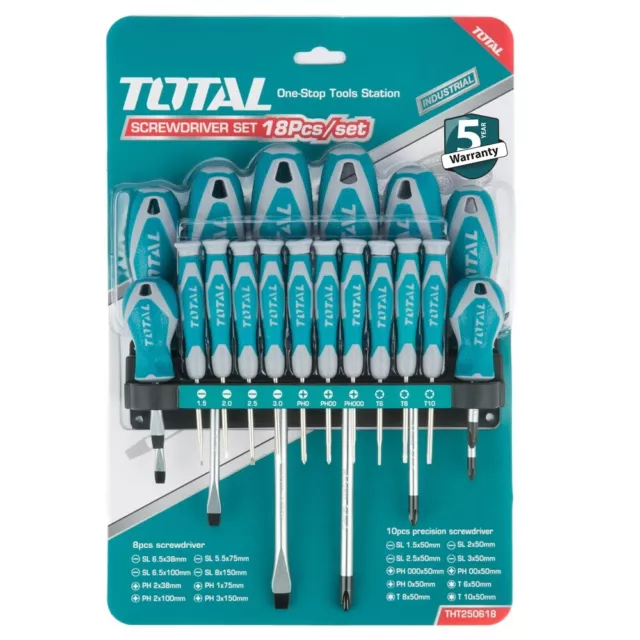 Total Tools 18 PIECE MAGNETIC SCREWDRIVER Precision Set with Soft Grip THT250618