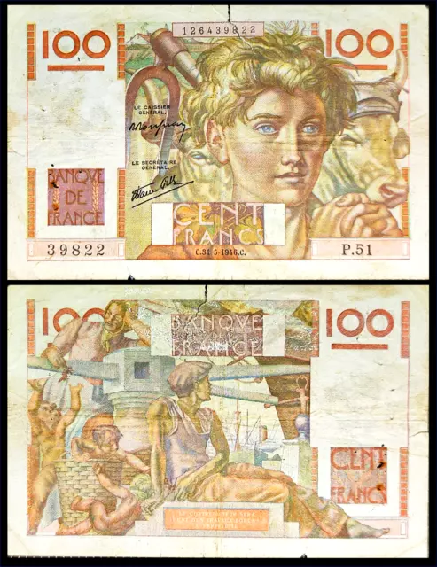 BILLET FRANCE 100 Francs JEUNE PAYSAN état voir scan