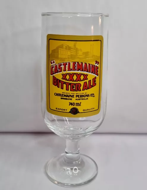 CASTLEMAINE PERKINS XXXX Brisbane Bitter Ale Beer Glass ~ Vintage Collectable