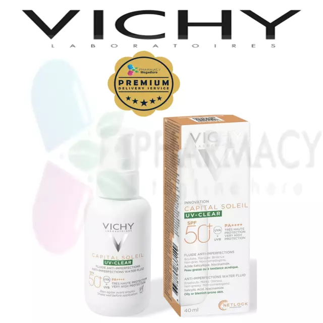 Vichy Capital Soleil UV CLEAR SPF 50+ 40 ml líquido de agua antiimperfecciones