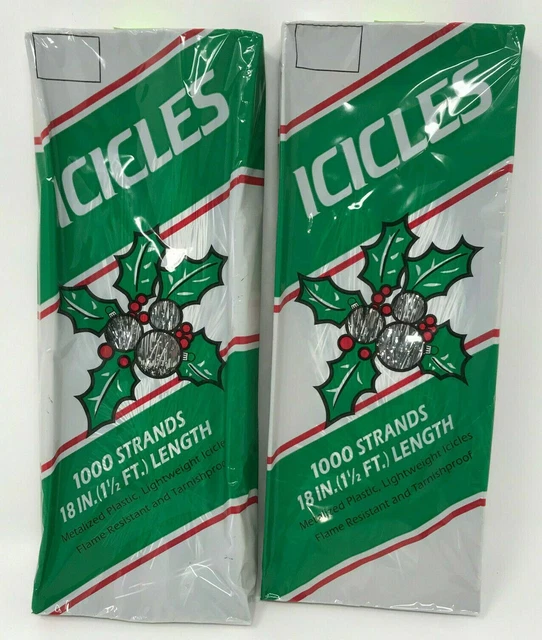 Paquete de 2 carros de Navidad vintage de 18" de largo 1000 hebras de oropel hecho en EE. UU.
