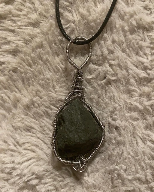 Handmade Jade Crystal Wire Wrapped Pendant Necklace Heart Chakra