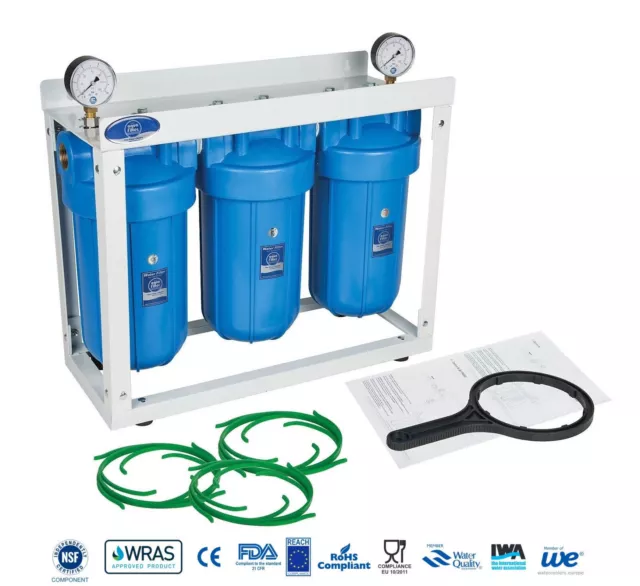 Aquafilter 10" Big Blue BB 3-Stage Whole House Water Filter System Housing