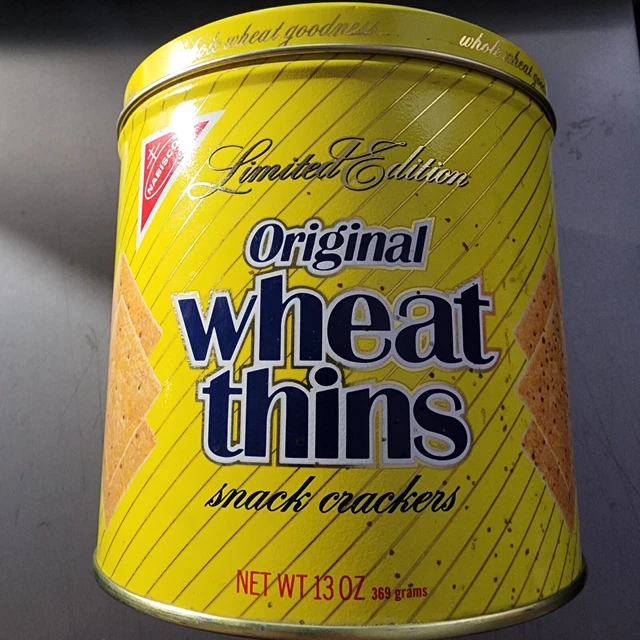 VINTAGE 1987 NABISCO Original Wheat Thins Snack Cracker Tin 13oz