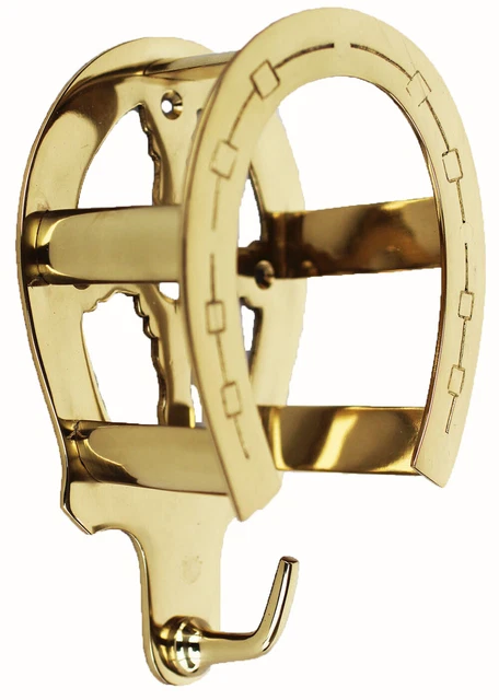 Barn Solid Brass Horseshoe Bridle Bracket Tack Hanger Stable Rack 6766