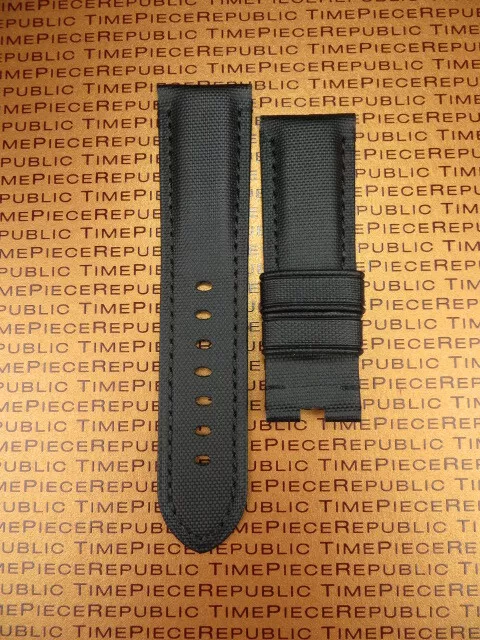 24mm Black Leather Kevlar Strap TOILE Fabric Deployment Watch Band PANERAI x1