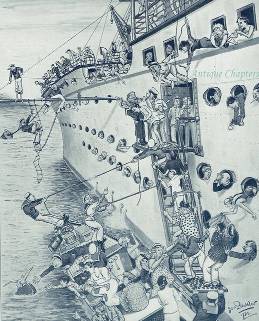 Joys Of Cruising Cruise Ship New Arrivals Edward Gerald Beuttler 1933 Print E464