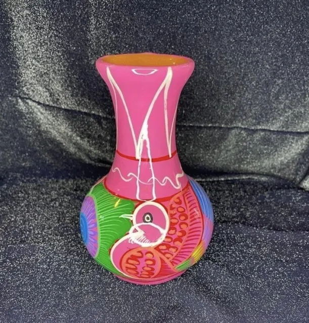 Mexican Ceramic Flower Pot Jar Vase Planter Folk Art Pottery Handmade Talavera