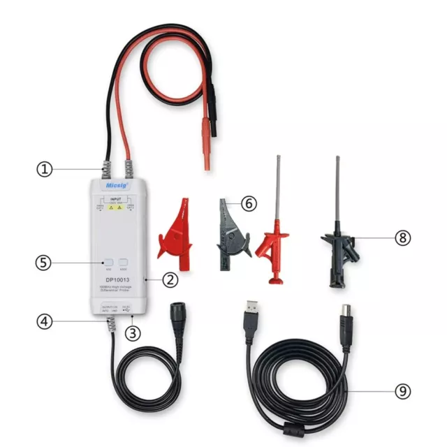 Oszilloskop 1300V 100MHz Hochspannungs-Differenztastkopf-Kit 3,5ns Anstiegsze 3