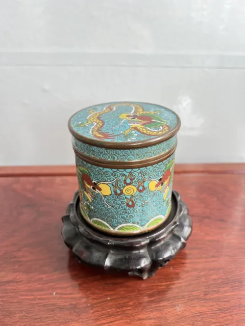 Antique Chinese Cloisonné Tea Caddy / Humidor Box with Five Claw Dragon Dec.