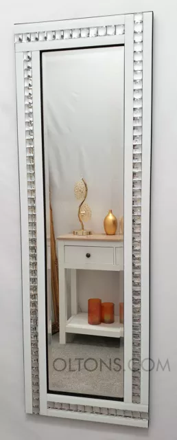Full Length ArtDeco Acrylic Crystal Glass Design Bevelled Mirror 120x40cm White