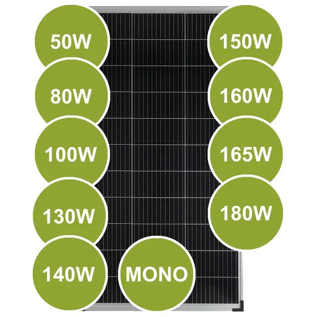 Module Solaire Panneau 50 80 100 130 140 150 160 165 180 Watt Mono 12V 18V