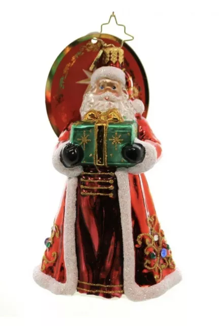 Christopher Radio  Ruby Robe Giver Santa 4.5” Glass Ornament Christmas w/ Tag