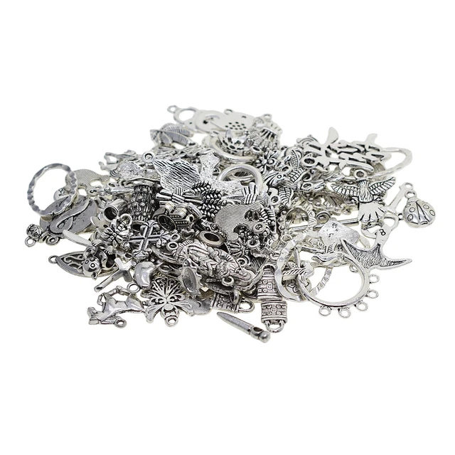 100 Gramm Mix Baumeln Perlen Tibetischen Silber Charms Anhänger DIY Schmuck