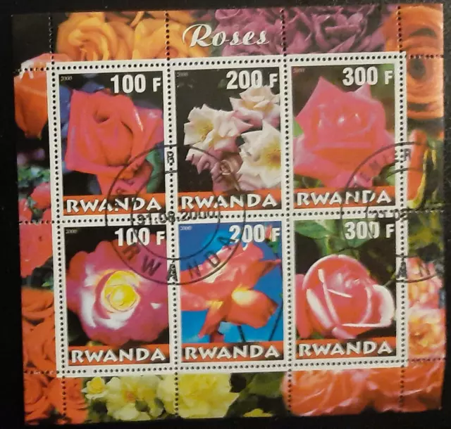 (RWA-401) RWANDA 2000 Minisheet ROSES of 6 stamps (illegal issue) Unmounted mint