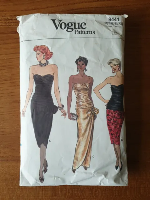 Vogue Patterns 9441 Cocktail Evening Ruched Bodice Gown Dress 80s Sewing Pattern